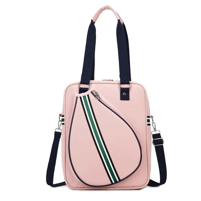 Large Tennis & Badminton Bag with Shoe Compartment | Nylon Racket Sports Bag Peaceful Pleasures Health and Wellness Pink