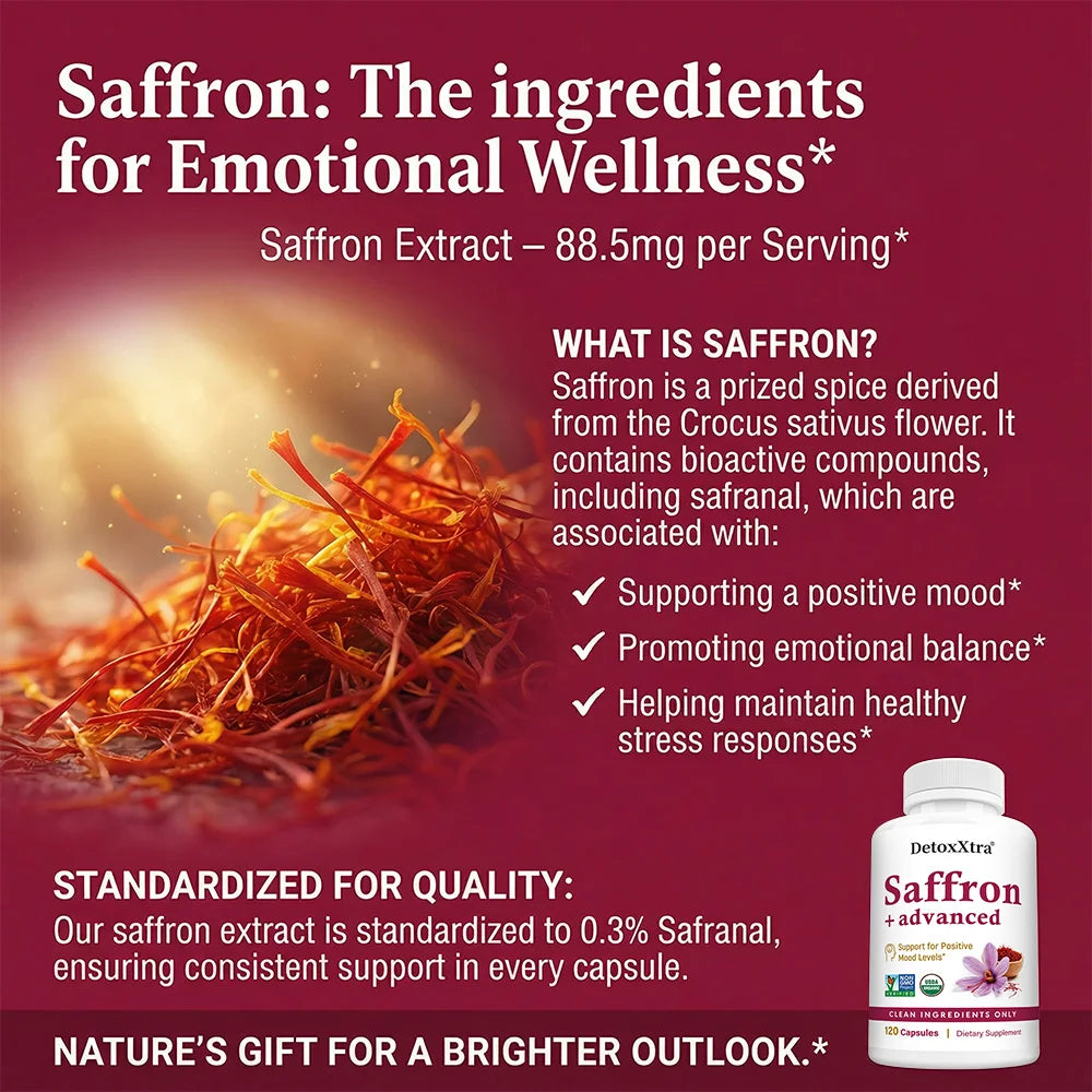 Saffron Extract Capsules - Premium Saffron Supplements, 88.5 Mg of Saffron Extract (Crocus Sativus) - Mood Support, Eye Support Peaceful Pleasures Health and Wellness