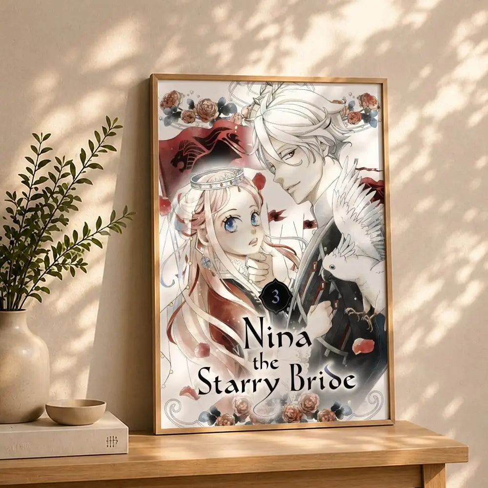 Manga N-Nina the Starry BrideS Poster HD Self Adhesive Waterproof Wall Art Ideal for Home Office Dorm Bedroom Great Gift Peaceful Pleasures Health and Wellness White3 40X50cmNoframe