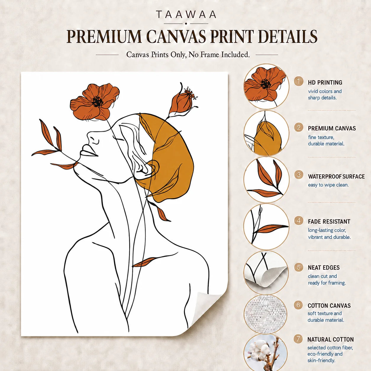 Abstract Woman Flower Canvas Wall Art – Modern Poster Print Canvas Wall Art Print Peaceful Pleasures Health and Wellness