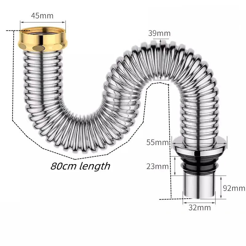 Stainless Steel Sink Drain Filter & Deodorant Drain Pipe Kit