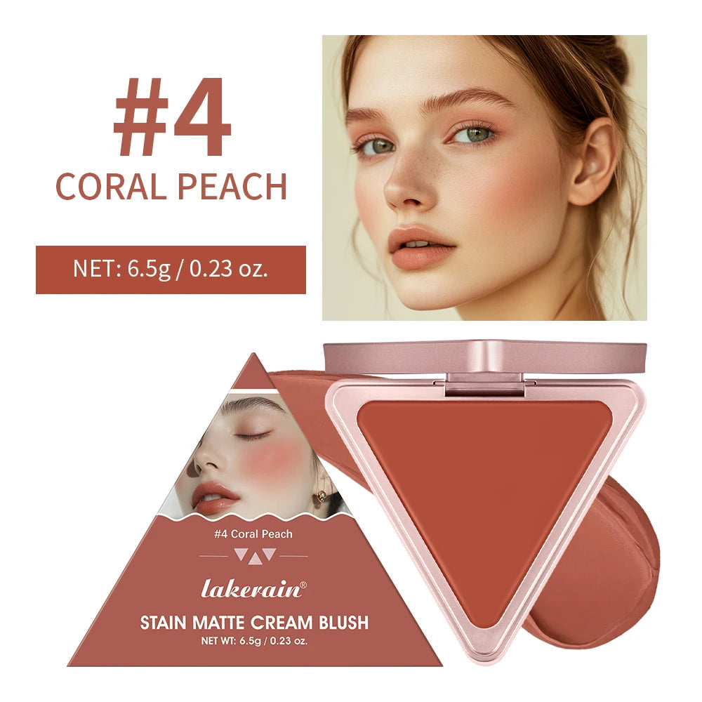 Higher Standard Satin Matte Cream Blush Long-Lasting Makeup Blush Brightening Low Saturation Shrinking and Expanding Natural Peaceful Pleasures Health and Wellness 4 coral peach
