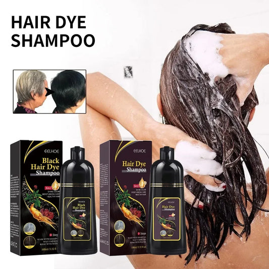 100ml Natural Herbal Hair Dye Shampoo 3 in 1 Hair Color Shampoo for Gary Hair Dark Brown Black for Women & Men Grey Coverage Peaceful Pleasures Health and Wellness