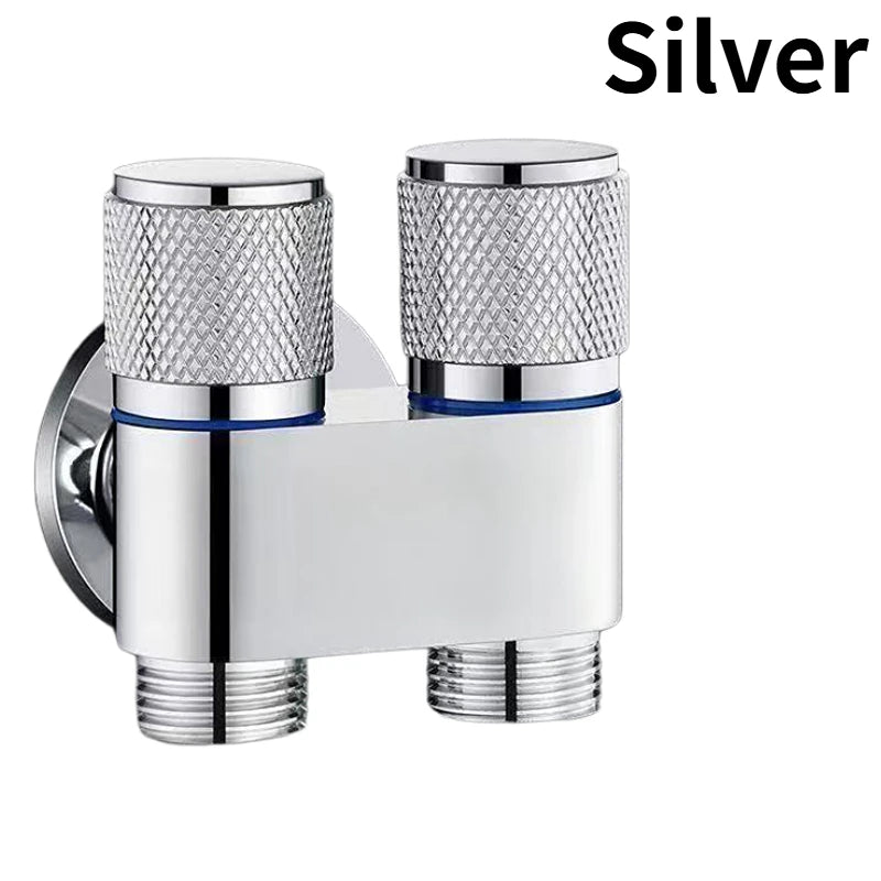 G1/2 1 In Two Out Double Control Washing Machine Faucet Toilet Triangle Valve Kitchen badSink Bathroom Basin Faucet Accessories Peaceful Pleasures Health and Wellness Grey