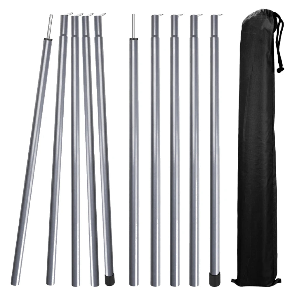 2m/1.9m Folding Tarp Pole Awning Rod Foldable Tent Pole Support Stand Pole Outdoor Camping Sun Shelter Sticks Tent Accessories Peaceful Pleasures Health and Wellness