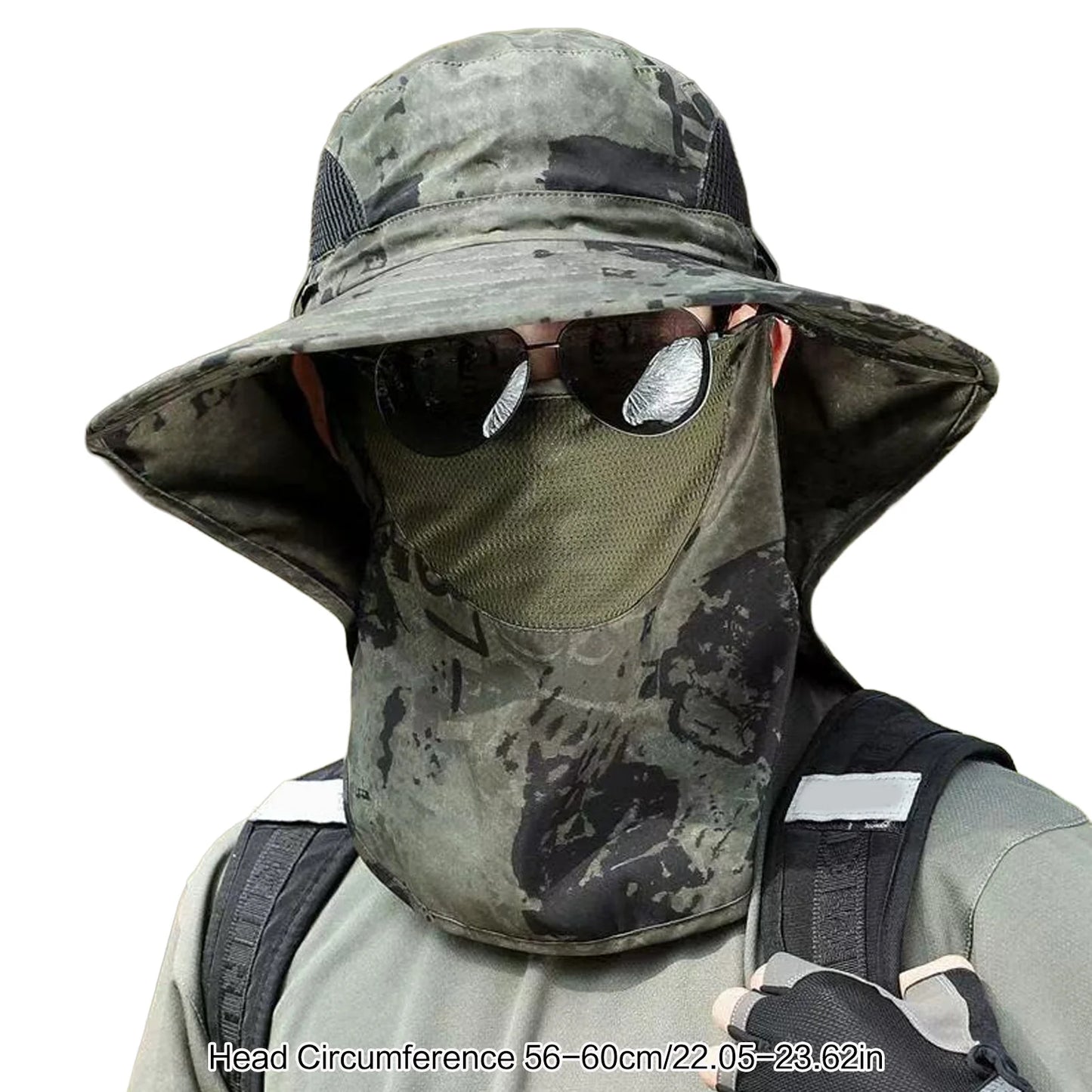 Unisex Sun-Protection Fishing Hat UPF50+ Wide Brim Outdoor UV-Protection Cap with Neck Flap for Hiking Fishing Travel Peaceful Pleasures Health and Wellness
