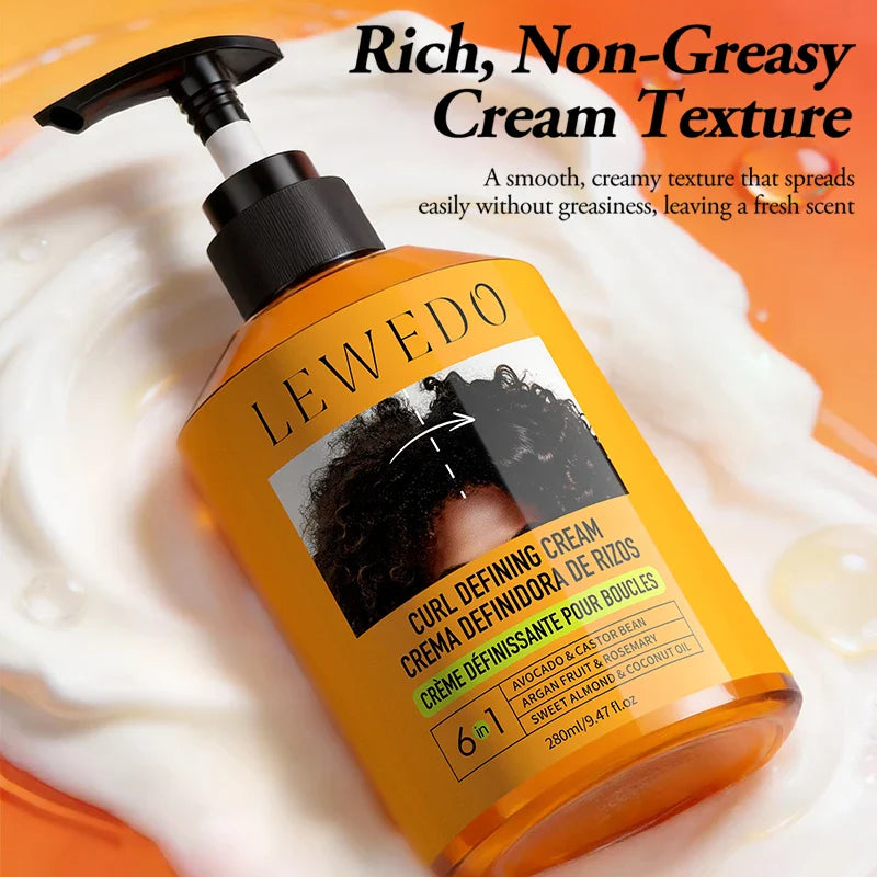 LEWEDO Black Castor Oil Curl Defining Cream 280ml | Anti-Frizz