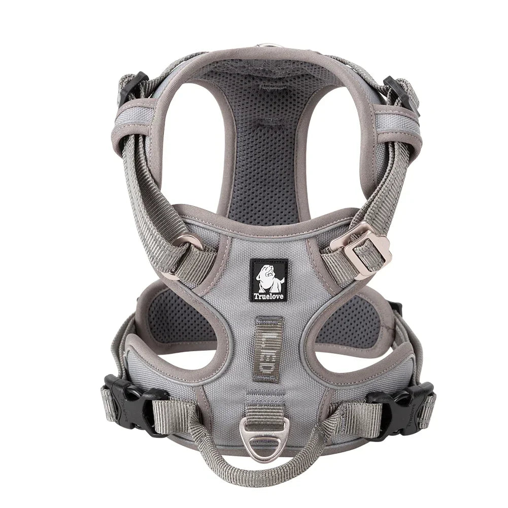 TRUE LOVE Pet Harness No Pull Nylon Reflective Dog Harness Adjustable Comfortable Control Step-in Brilliant Truelove TLH5654 Peaceful Pleasures Health and Wellness GREY XL China Mainland