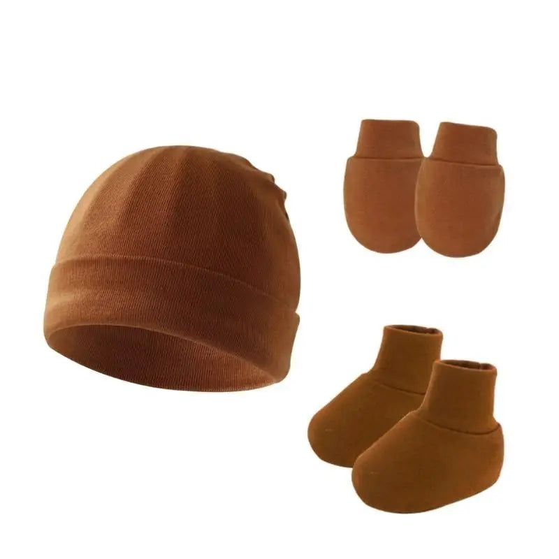 Newborn Baby Hat Gloves & Booties Set – Soft Cotton 0–9M