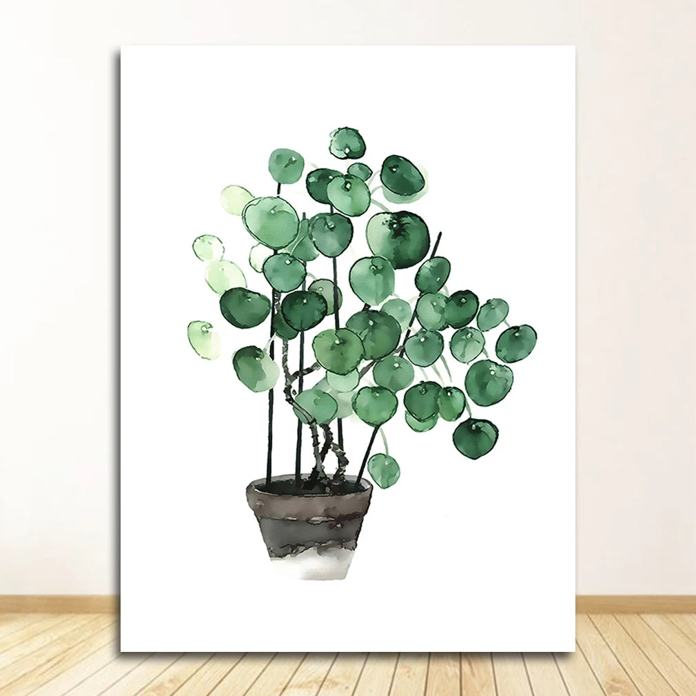 Wall Art Paintings for Living Room Home Decor Scandinavian Style Tropical Plants Poster Green Leaves Decorative Picture Modern Peaceful Pleasures Health and Wellness 0511XX03 50x70cm No Frame