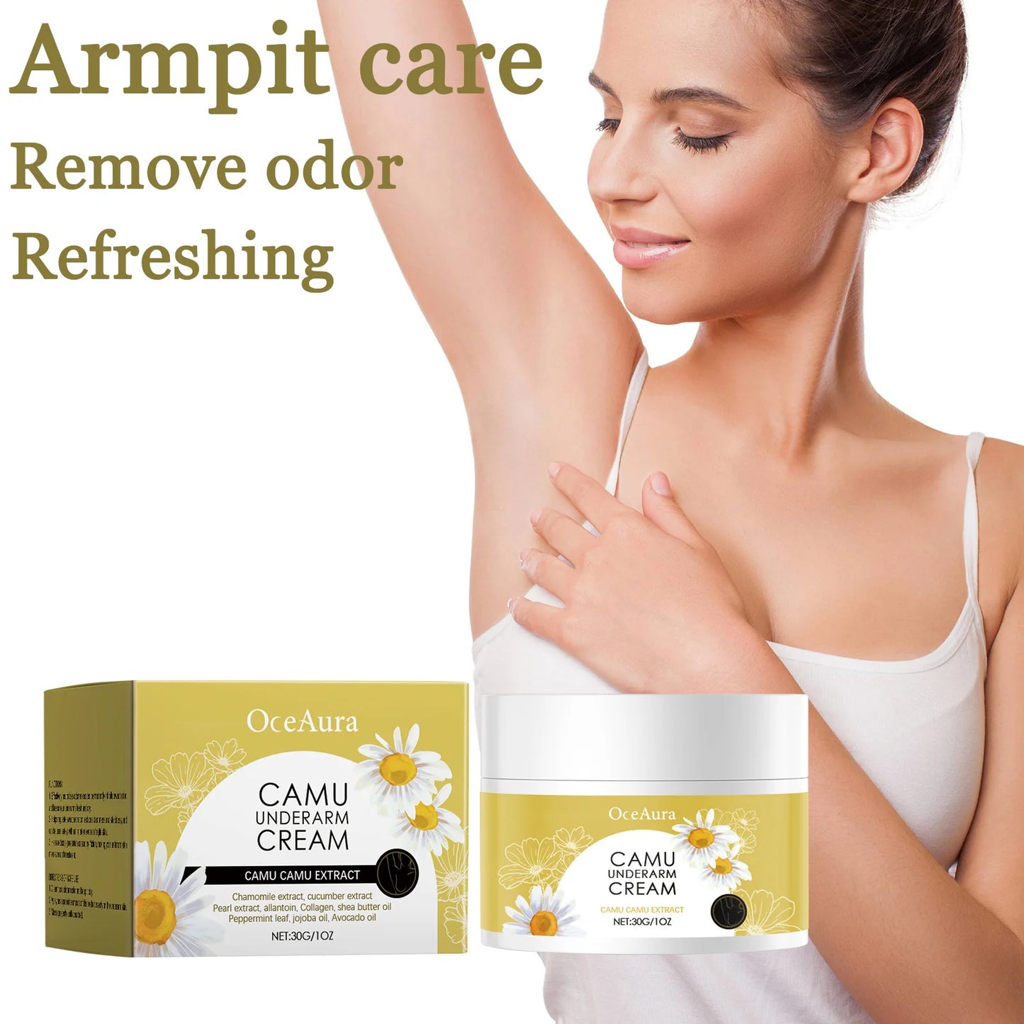 OceAura Chamomile Underarm Deodorant Cream 30g | Anti-Sweat