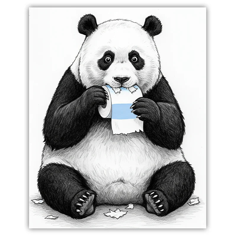 Funny Black & White Animal Canvas Wall Art – Elephant & Panda Canvas Wall Art Peaceful Pleasures Health and Wellness 05 20x25cm No Frame China Mainland