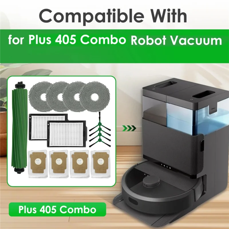 A36T-For Irobot Roomba Plus 405 Combo Vacuum Attachment Main Side Brush Filters Mop Pad Dust Bag Peaceful Pleasures Health and Wellness
