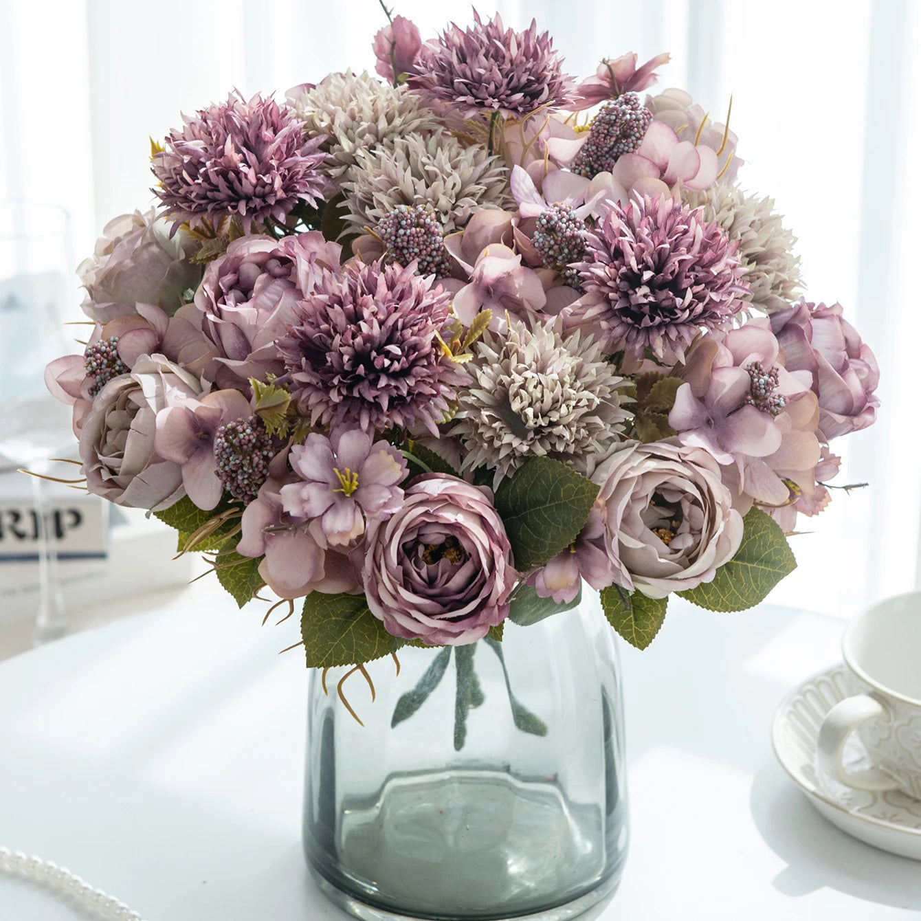 Artificial Silk Peony Rose Ball Bouquet | Wedding & Home Decor