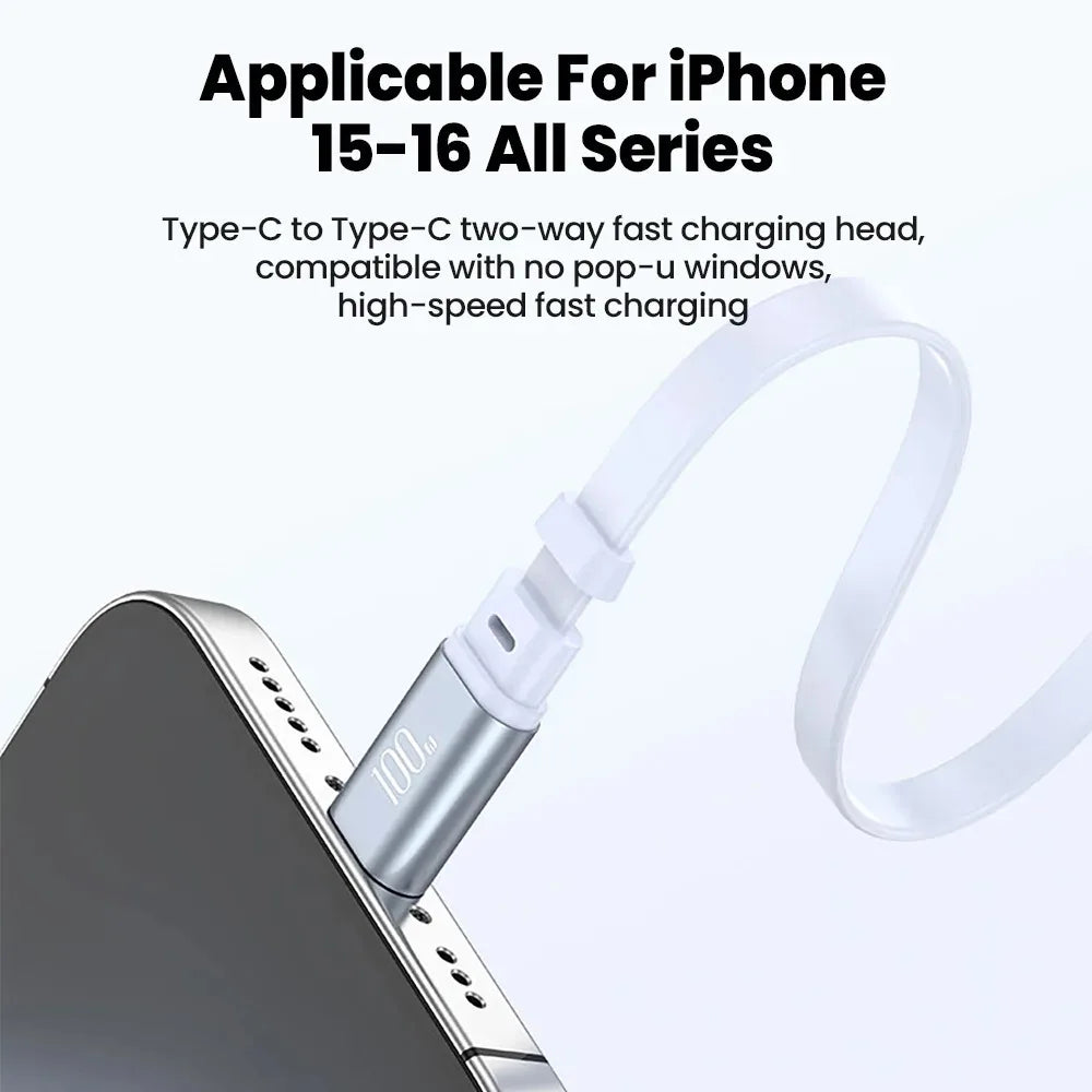 100W USB-C Retractable Fast Charging Cable with Storage Box