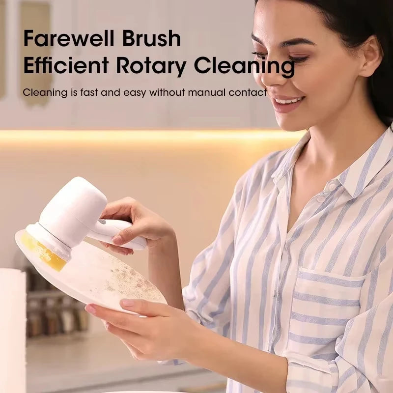 Electric Cleaning Brush Automatic Wireless USB Rechargeable Dishwashing Brush Professional Cleaning for Kitchen Bathtub Tile Peaceful Pleasures Health and Wellness