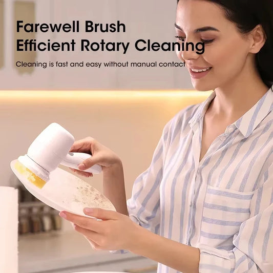 Electric Cleaning Brush Automatic Wireless USB Rechargeable Dishwashing Brush Professional Cleaning for Kitchen Bathtub Tile Peaceful Pleasures Health and Wellness