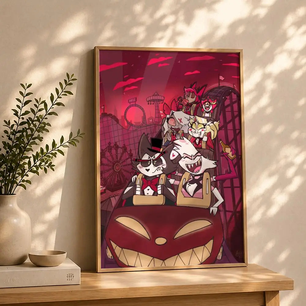 Animation H-Hazbin HotelS Poster HD Self Adhesive Waterproof Wall Art Ideal for Home Office Dorm Bedroom Great Gift Peaceful Pleasures Health and Wellness White8 21X30cmNoframe