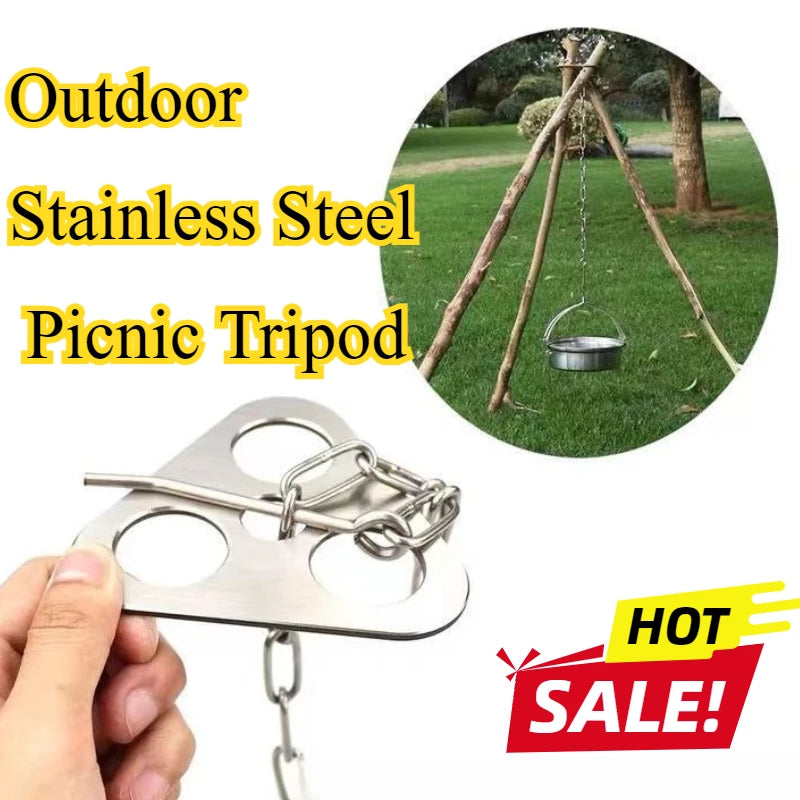 Adjustable Campfire Cooking Tripod | Stainless Steel BBQ Stand Campfire Cooking Tripod Peaceful Pleasures Health and Wellness