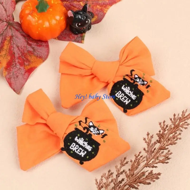 Halloween Bowknot Hair Clips for Baby Girls – 2PCS Barrettes