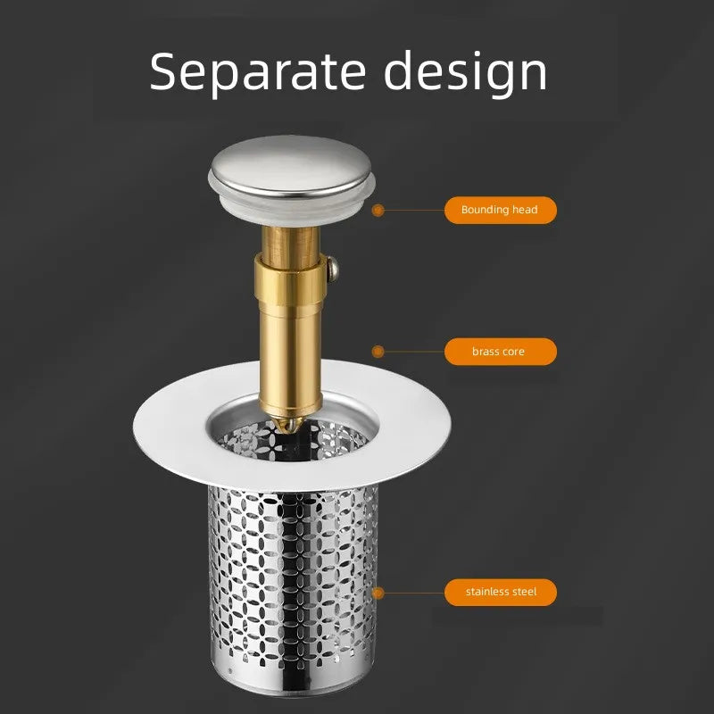 Stainless Steel Pop-Up Drain Stopper & Hair Catcher Strainer