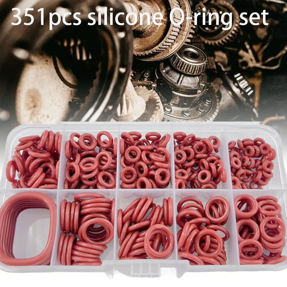 351pcs O Ring Gaskets Seal Red Silicone Oil and Heat Resistant,10 Sizes Rubber O Rings for Automotive, Plumbing Sealing Peaceful Pleasures Health and Wellness