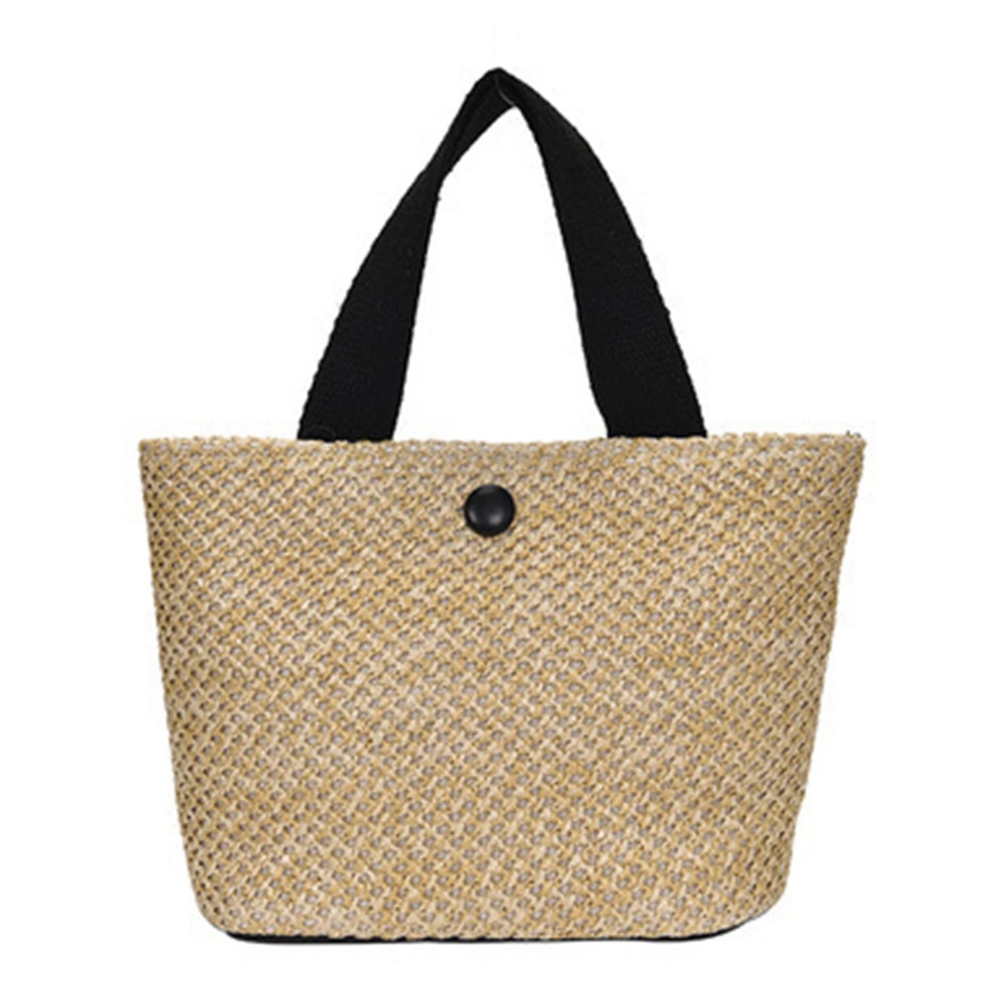 Women Straw Woven Tote Bags Hand-woven Soft Large Straw Shoulder Bag for Vacation Party Bags Peaceful Pleasures Health and Wellness black