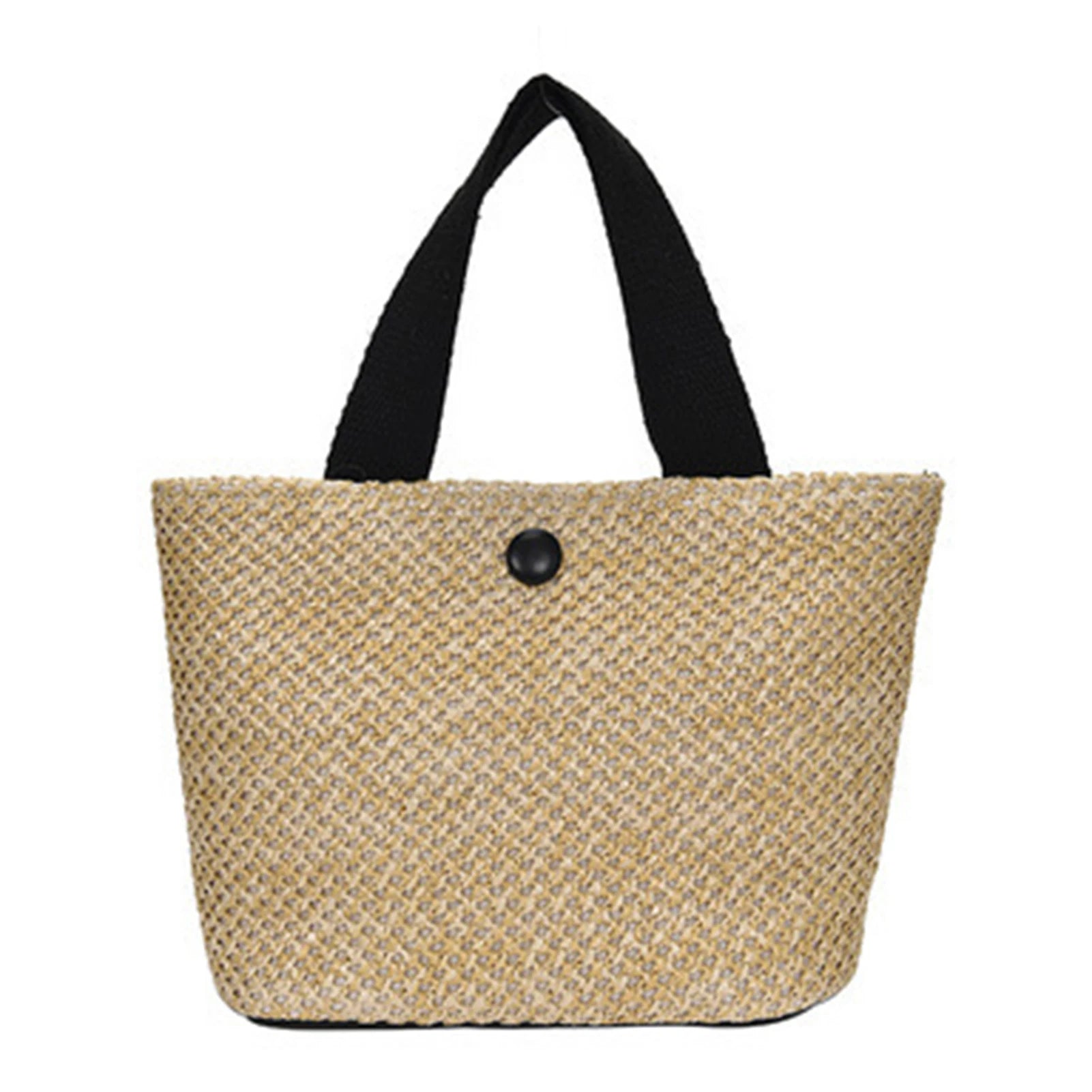 Women Straw Woven Tote Bags Hand-woven Soft Large Straw Shoulder Bag for Vacation Party Bags Peaceful Pleasures Health and Wellness black