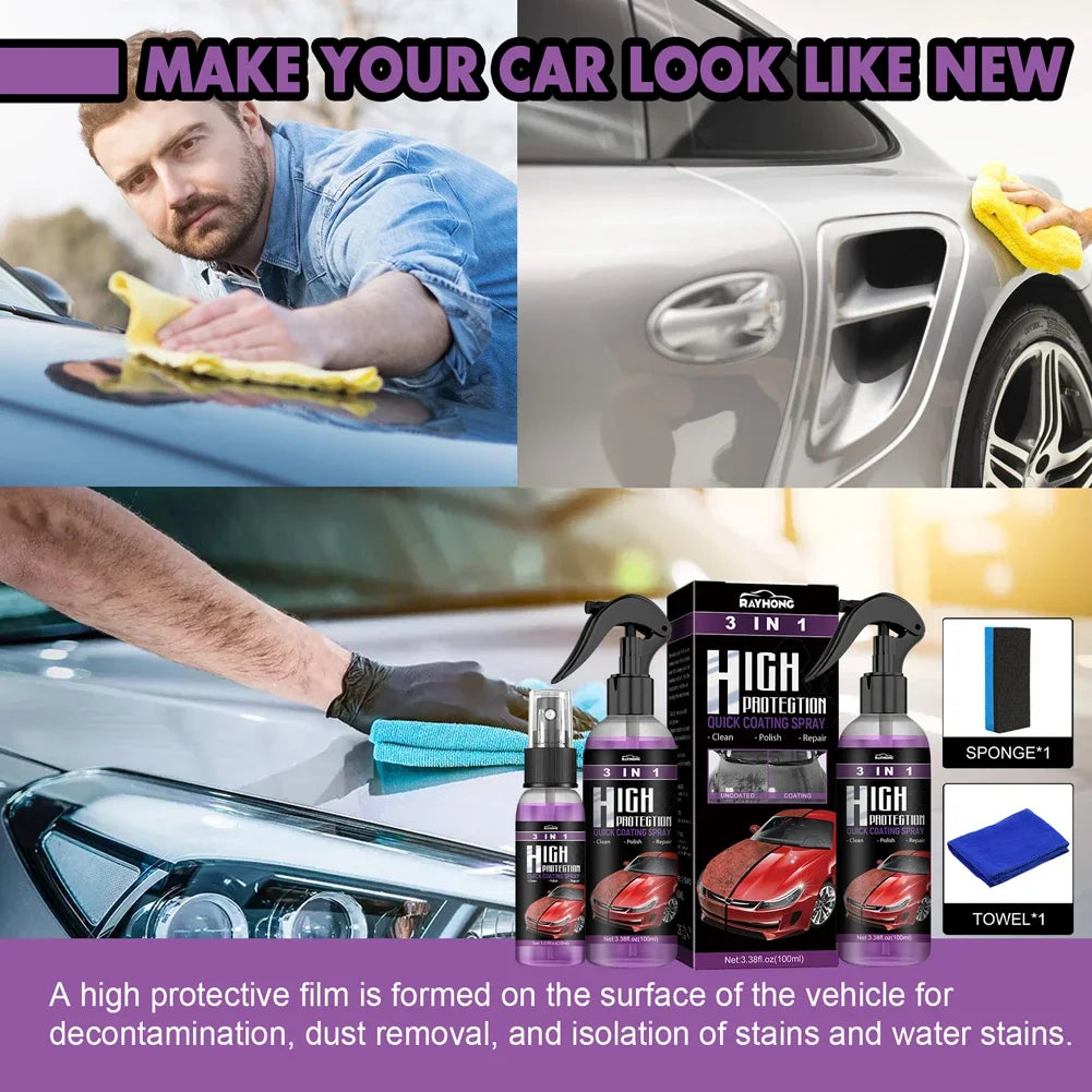 3In1 Quick Coating Spray 100ML High Protection Shine Armor Ceramic Car Wash Car Shield Coating Cleaning Nano Polishing Paint Wax Peaceful Pleasures Health and Wellness