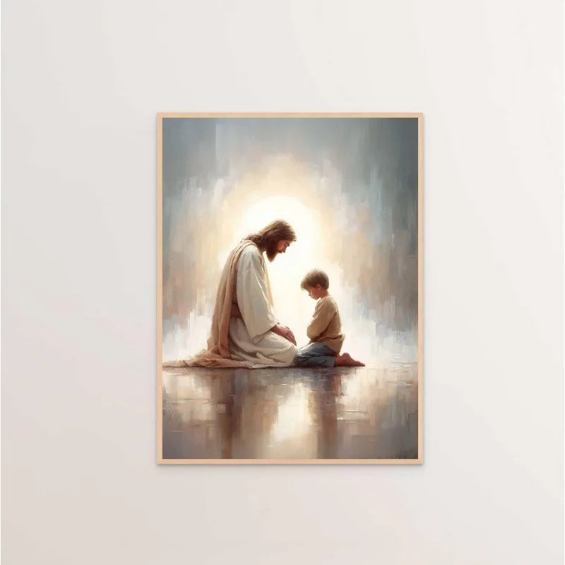 (1pc frameless)Modern Christian Believer Poster Jesus Praying Shepherd Bible Verse Easter Canvas Painting Wall Art for Kids R Peaceful Pleasures Health and Wellness WO2090-14 50x70cm Unframed