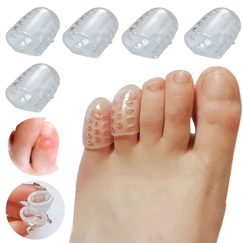2/10Pcs Silicone Toe Caps Anti-Friction Breathable Toe Protector Gel Toe Cap Protector Cushions Prevents Blisters Toe Foot Care Peaceful Pleasures Health and Wellness