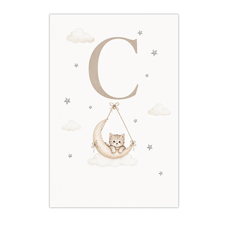 Custom Alphabet Wall Art Cute Animal Letter Canvas Painting Nursery Poster Print For Kids Room Wall Decor Peaceful Pleasures Health and Wellness C 21X30cm No Frame China Mainland