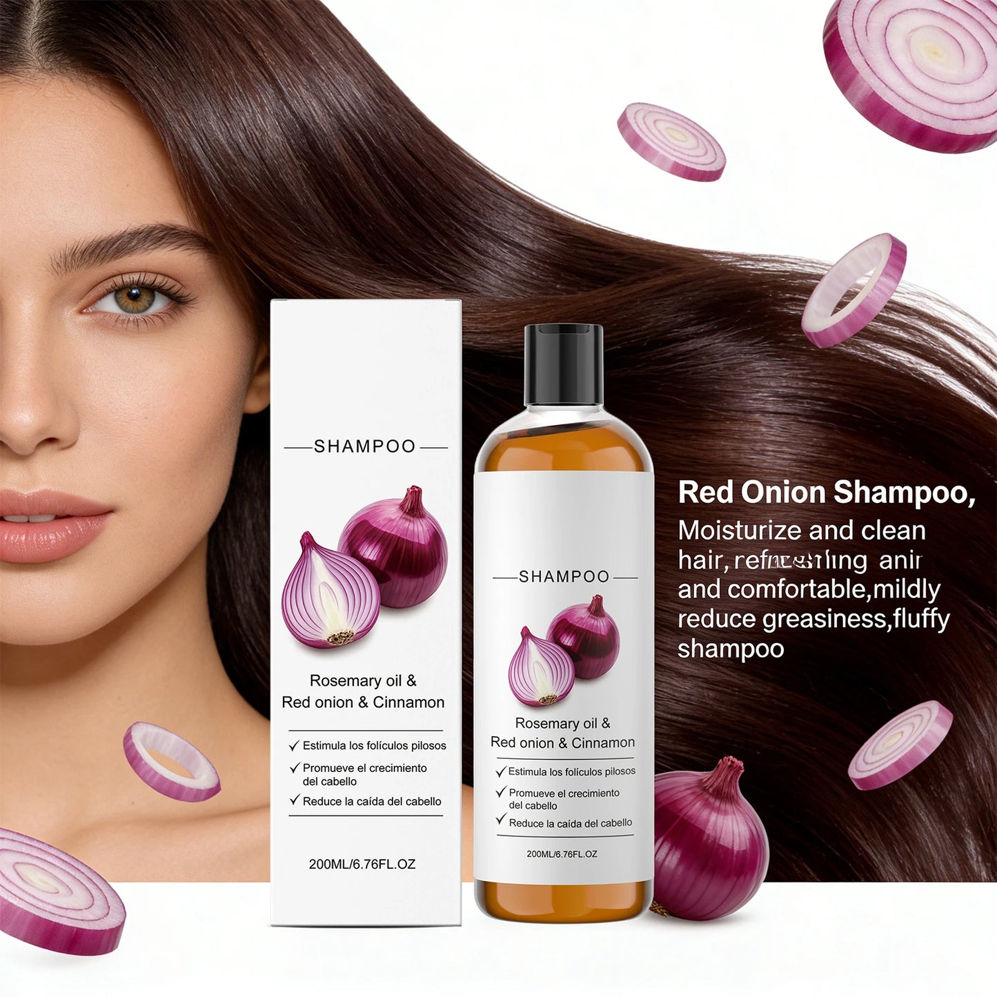 Rosemary Oil, Red Onion Shampoo Anti Hair Loss Hair Care Shampoo Care Gentle Cleansing Oil Control Nourish Scalp Refresh Shampoo Peaceful Pleasures Health and Wellness