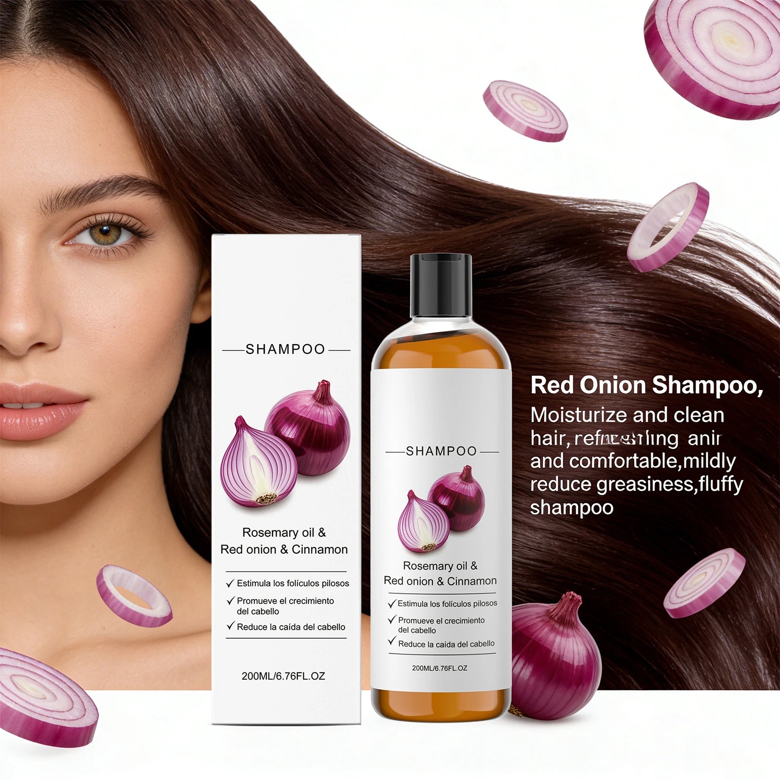 Rosemary Oil, Red Onion Shampoo Anti Hair Loss Hair Care Shampoo Care Gentle Cleansing Oil Control Nourish Scalp Refresh Shampoo Peaceful Pleasures Health and Wellness