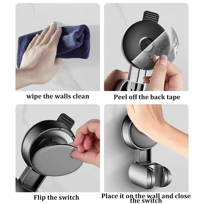 No-Drill Suction Cup Shower Head Bracket – Adjustable Holder