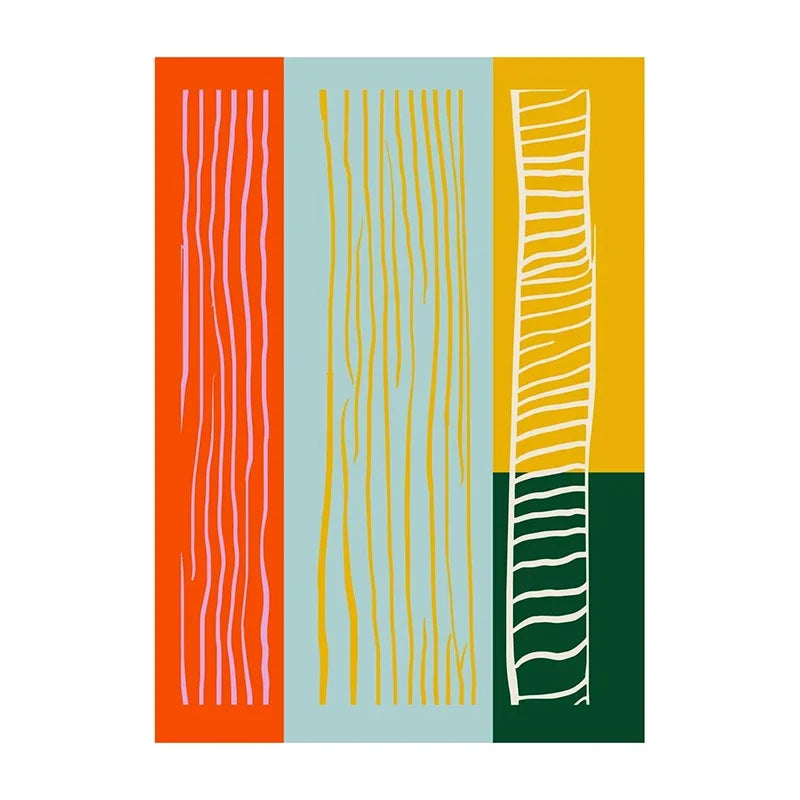 Retro Geometric Abstract Canvas Wall Art | Minimal Line Print
