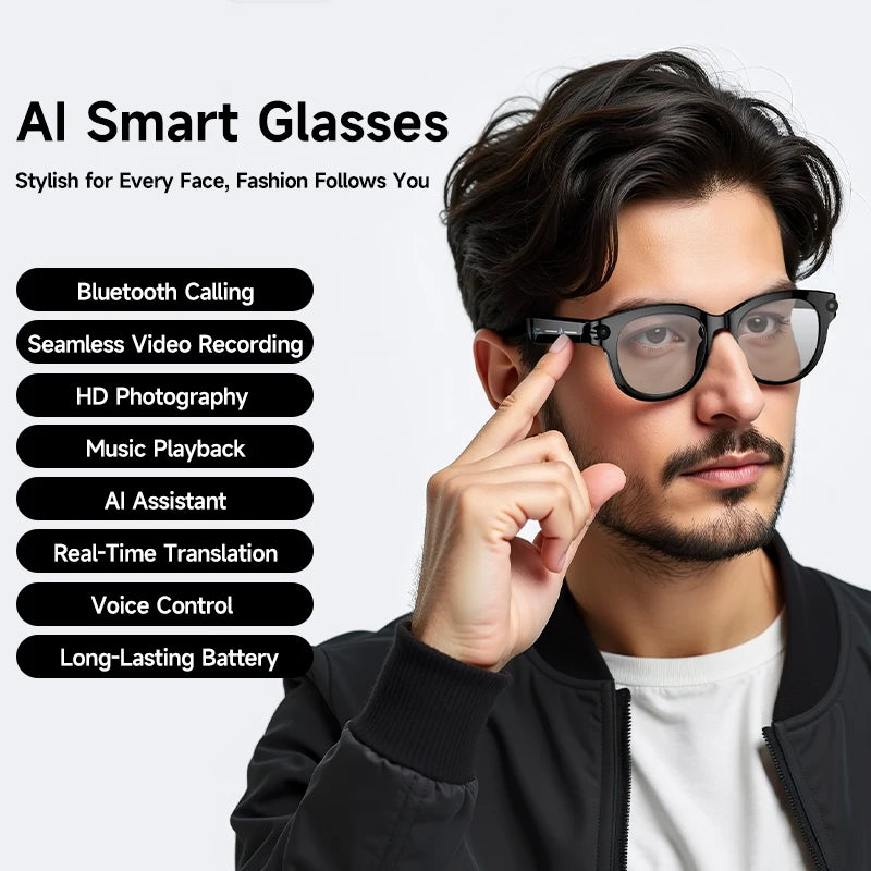 2026 AI Smart Glasses AI Translation Sunglasses Bluetooth Calling Music Player Camera Control Vedio Recording Glasses Men Women Peaceful Pleasures Health and Wellness