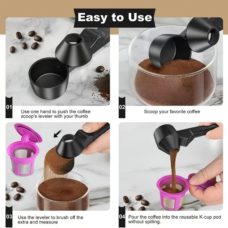 1 Pcs Coffee Scoop With Funnel For Reusable K-cup Coffee Pot 2 Tablespoon Capacity Coffee Measuring Spoon Kitchen Accessories Peaceful Pleasures Health and Wellness