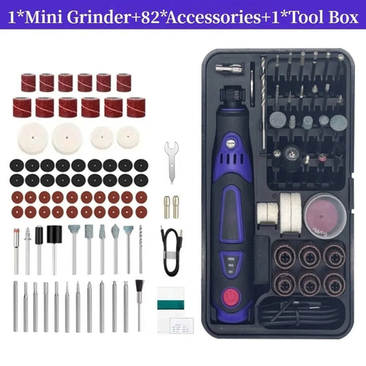 Mini Rotary Tool Kit 3.6V | 82-Pc USB Rechargeable Engraver Rotary Tool Kit Peaceful Pleasures Health and Wellness Tool Box 82