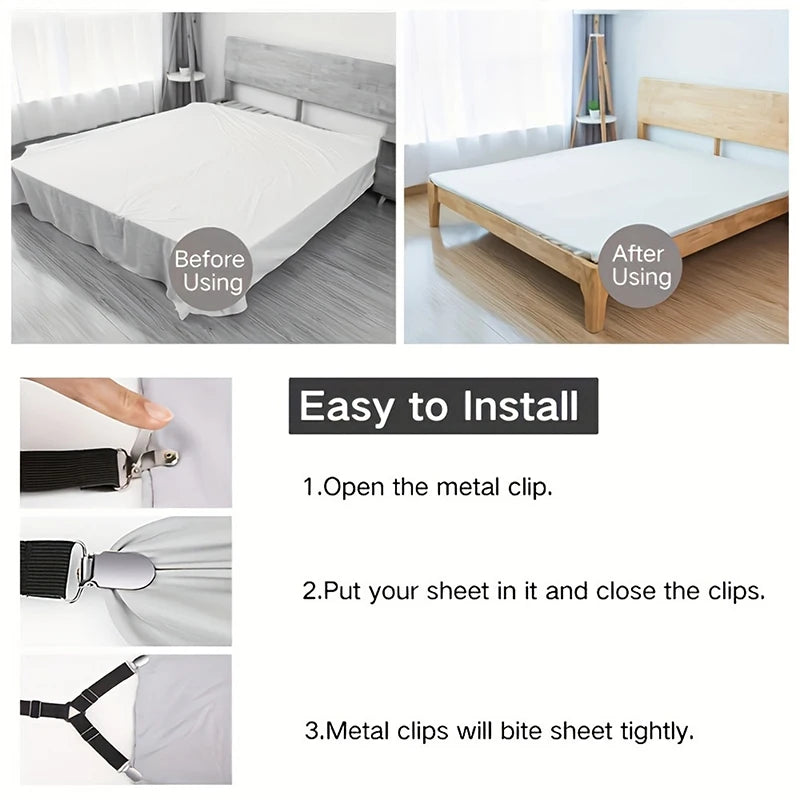 4-Pack Triangle Bed Sheet Holder Clips | Adjustable Mattress Grippers