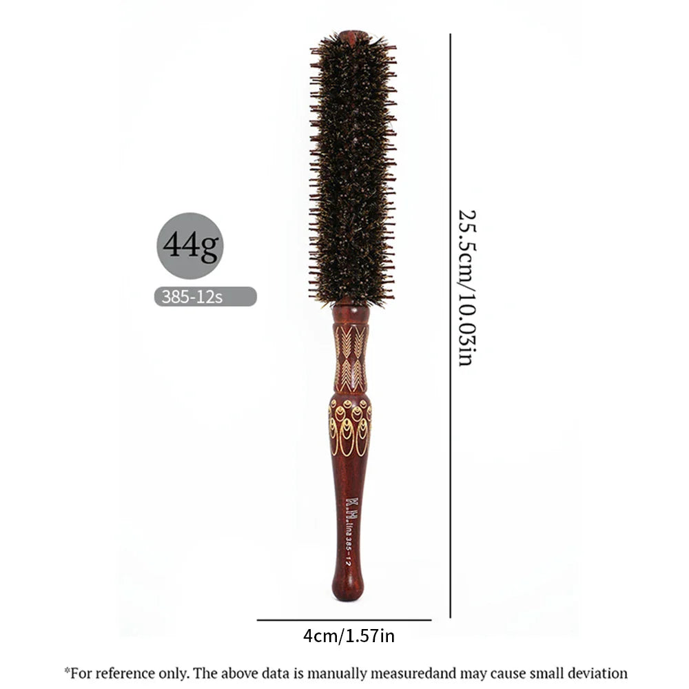 Wooden Round Hair Brush – Anti-Static Boar Bristle Styling Tool