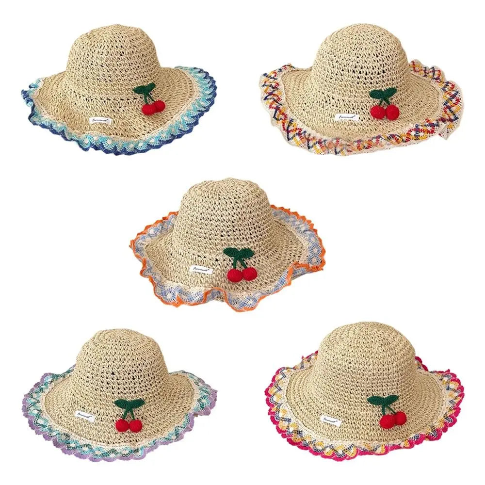 Wide Brim Straw Sun Hat – Floral Tie & Hollow Weave Women's