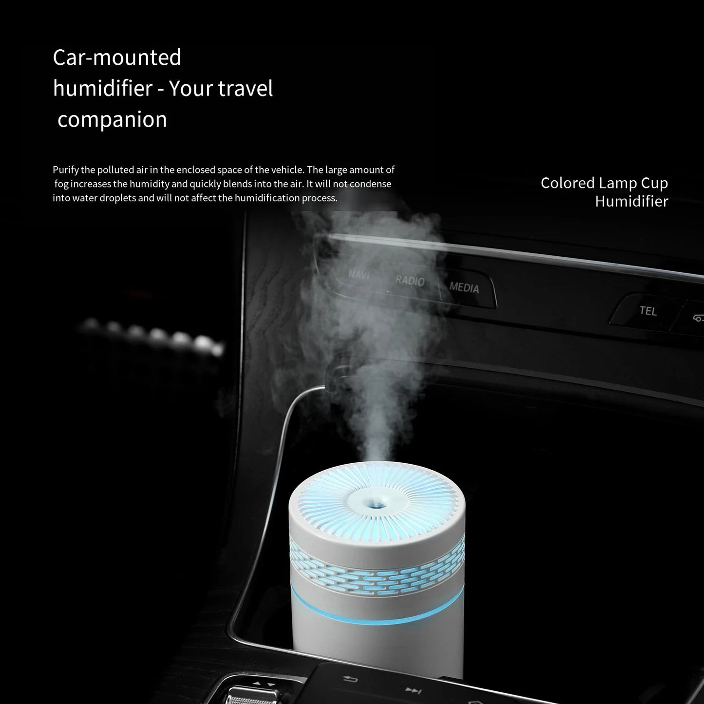 Mini Car & Home Aroma Humidifier | 7-Color LED, USB