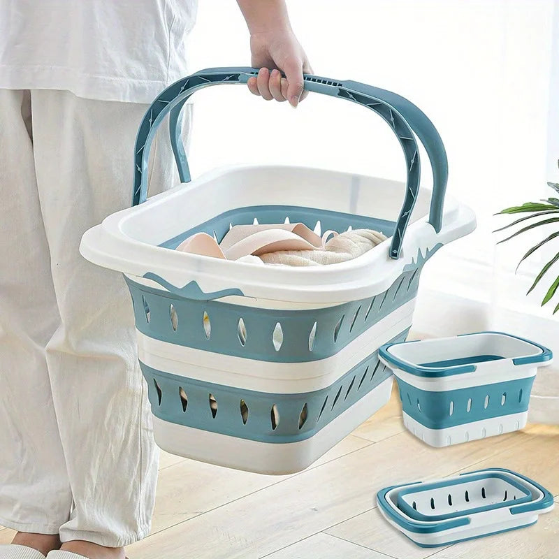 Foldable Collapsible Oval Laundry Basket | Portable Washing Tub Collapsible Laundry Basket Peaceful Pleasures Health and Wellness