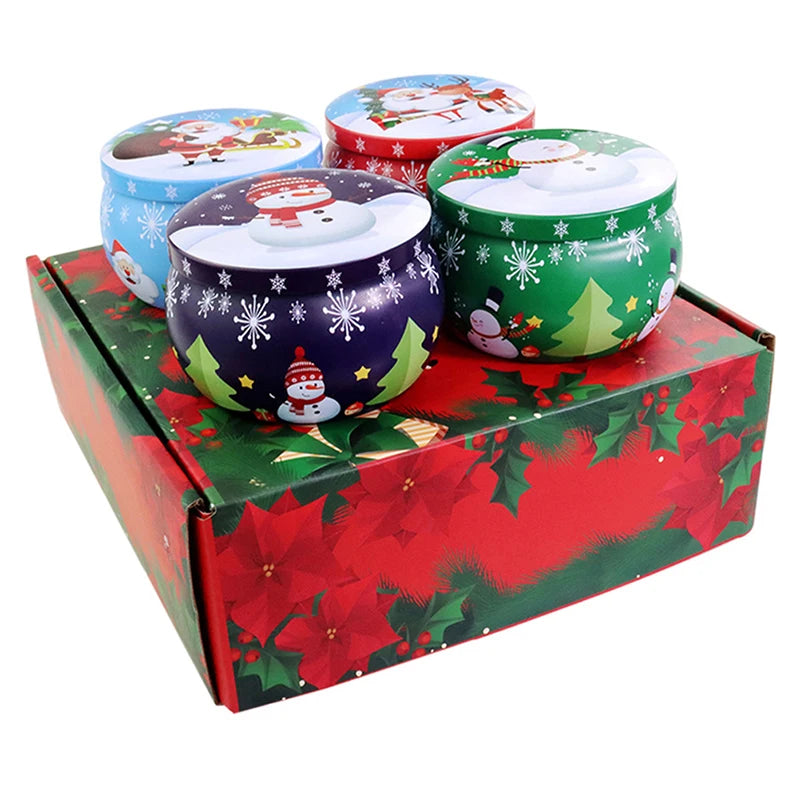 Christmas Scented Candle Tin Jar | Portable Soy Wax Gift