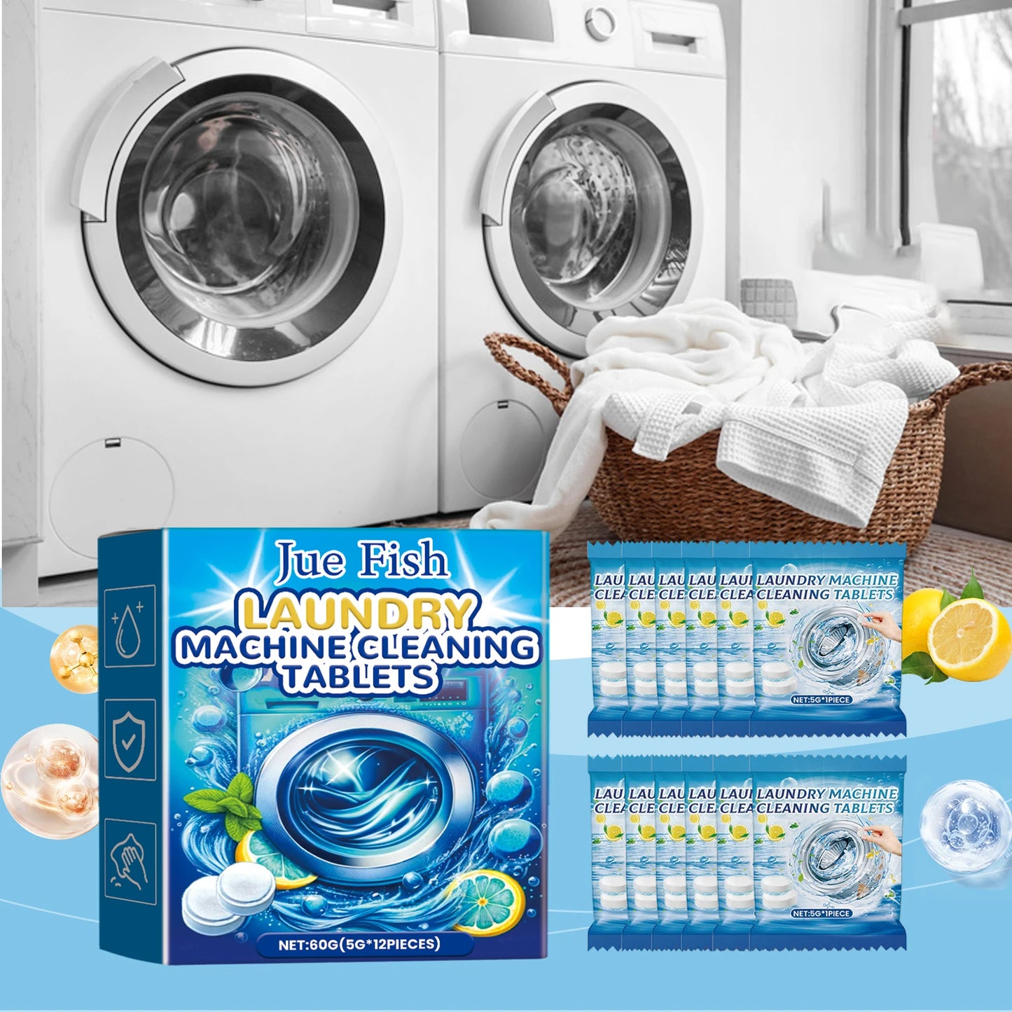 12/24PCS Washing Machine Cleaner Tablets – Effervescent Deep Cleaning for Drum Tub, Removes Odor & Dirt, Suitable for All Models Peaceful Pleasures Health and Wellness
