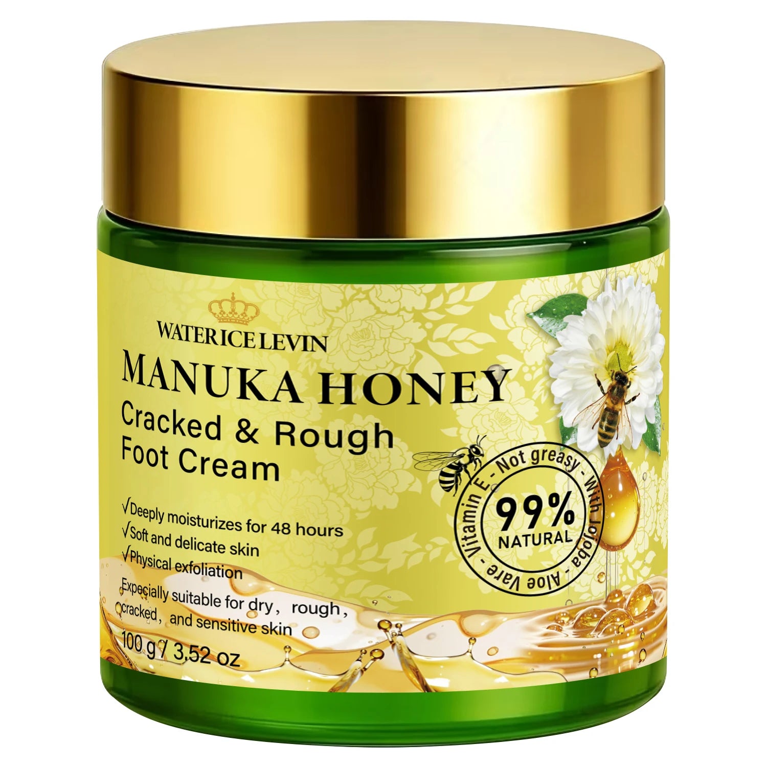 Manuka Honey Foot Cream – Hydrating & Softening, 100g Foot Care Cream Peaceful Pleasures Health and Wellness green 100g