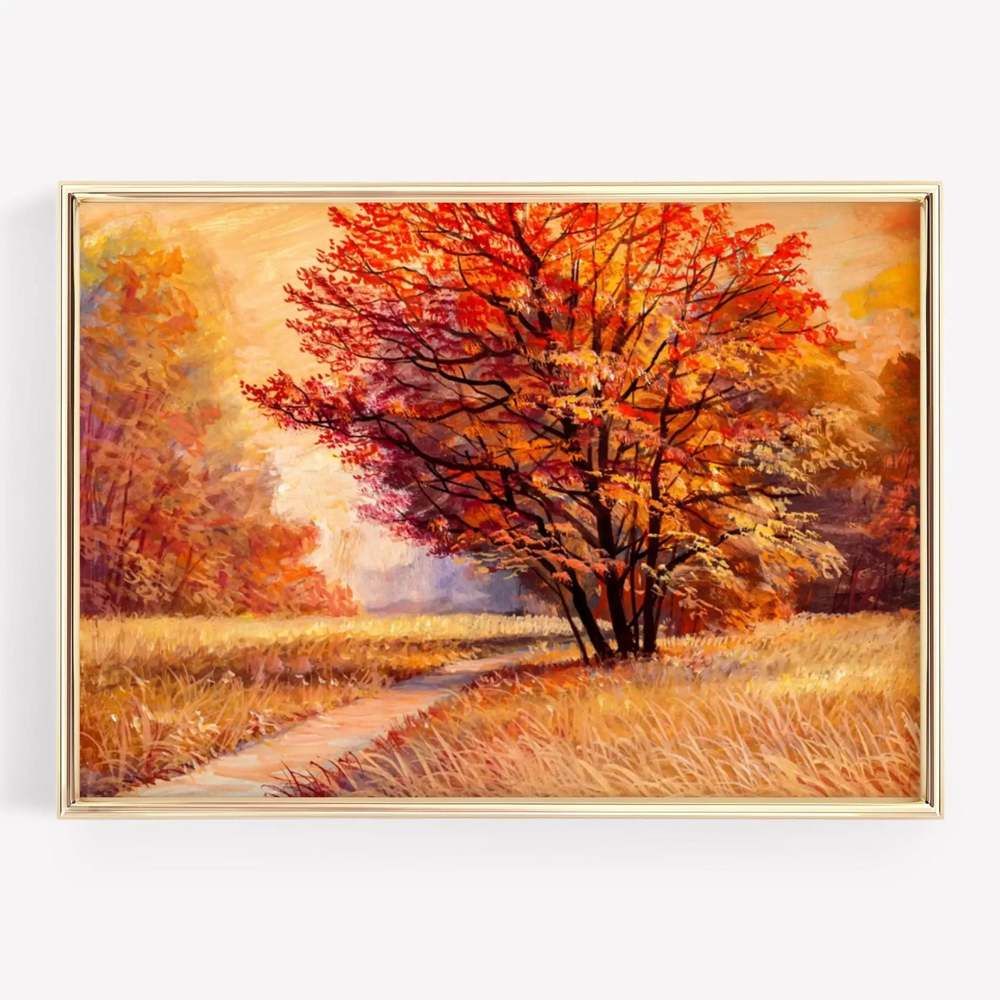Autumn Forest Path Canvas Print | Golden Leaves Wall Art