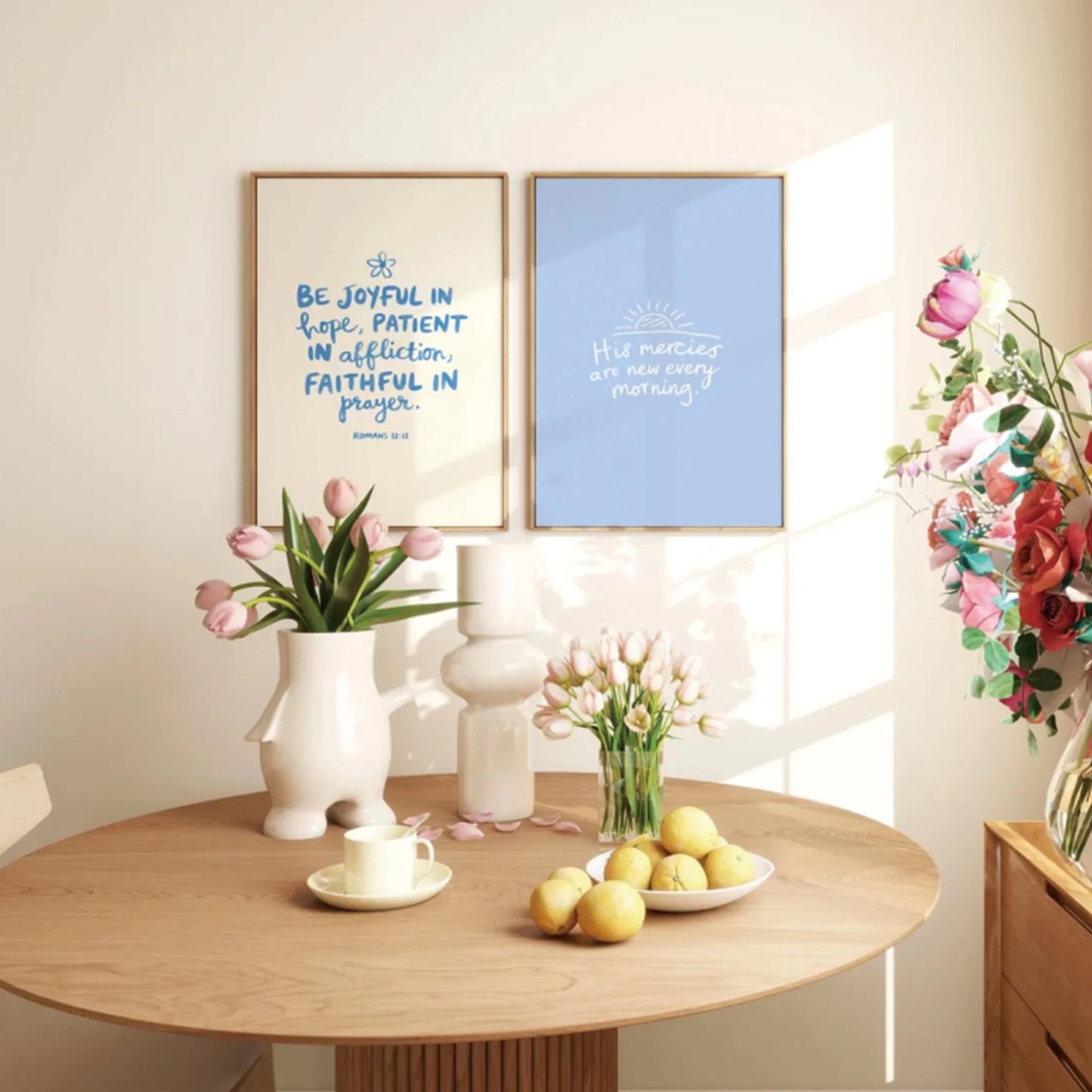 Christian Blue Bible Verse Jesus Canvas Wall Art Print | Decor