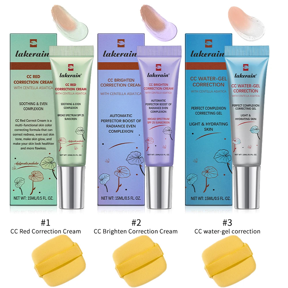 CC Cream Color Changing Liquid Foundation Centella Korean High Coverage Foundation Foundation Cream for Face Base Makeup Peaceful Pleasures Health and Wellness 3color free puff